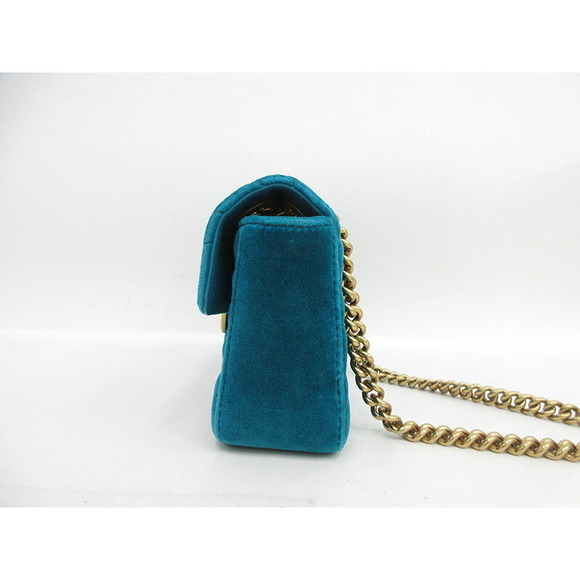 Gucci Handbags - Gucci Chain Shoulder Marmont GG Velvet Bag Blue